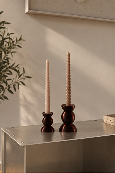 MAZEL DESİGN CO Modern Yuvarlak İkili Şamdan Mumluk Seti – 3D Baskı