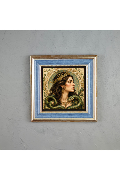 ermin Yılanlı Kraliçe Şahmeran Mitolojik Sanat Doğal Limra Taşı Okyanus Mavis...