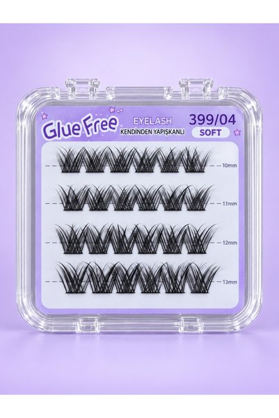 Mist Color Glue Free Siyah Kendinden Yapışkanlı Çapraz W Form Küme Kirpik 10–...