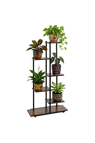 Gardlov Raft Plante Metalic Stil Loft 6 Niveluri Negru