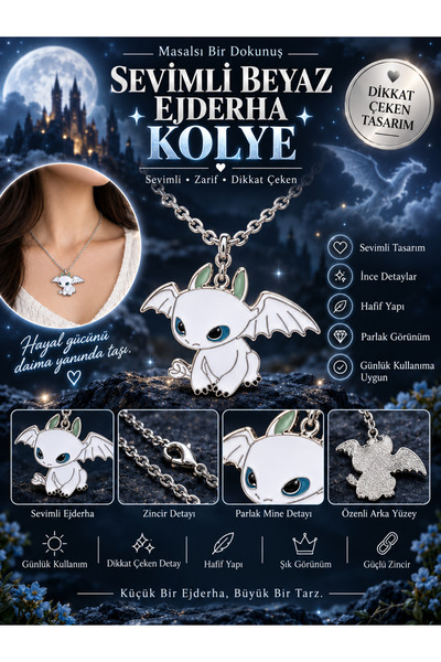 FG KONNİCHİWA How to Train Your Dragon Toothless and Light Fury Necklace – Bl...