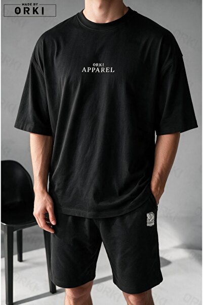 EFFRENATU Minimalist Typographic Text Printed Black Unisex Shorts