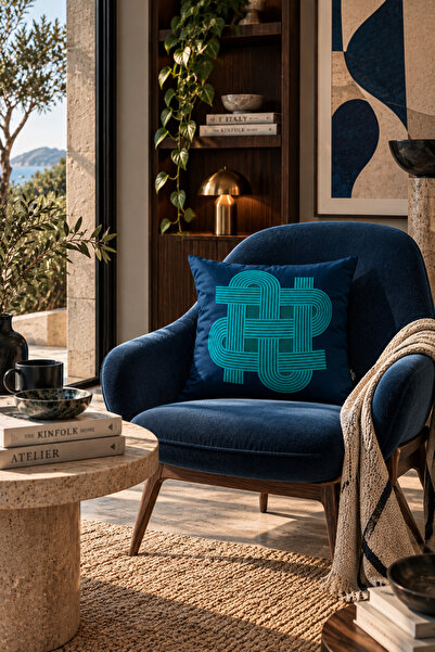 MUN HOME Viva Modern, colorat, albastru marin, geometric, 1 bucată, husă pent...
