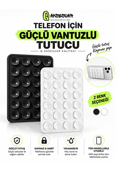 Güçlü Vantuzlu Telefon Tutucu Kaymaz Sabitleyici – Tüm Telefon Modelleri ile Uyumlu