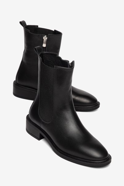 Cefi Shoes Chelsea Women's Genuine Leather Boots Soft Comfort Insole