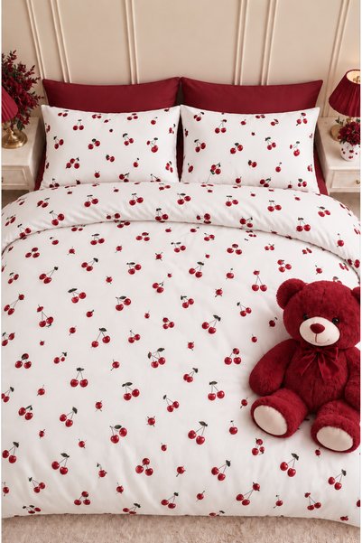 Sheri Home Tekstil Yeni Lastikli Çarşaflı Bahar Çift Kişilik Nevresim Takımı 8887366365577CHERRYMODEL