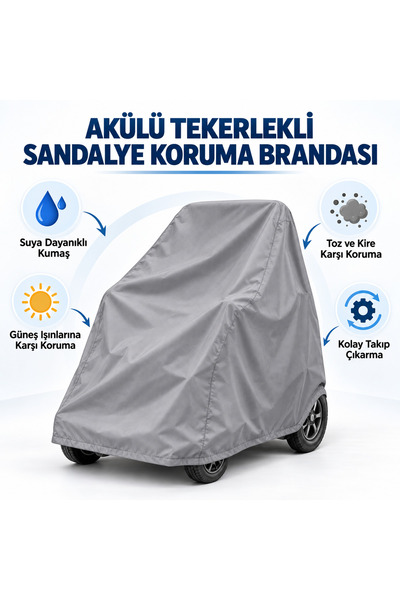 Magiclady Akülü Tekerlekli Sandalye Koruma Brandası Gri 110x75x110 cm