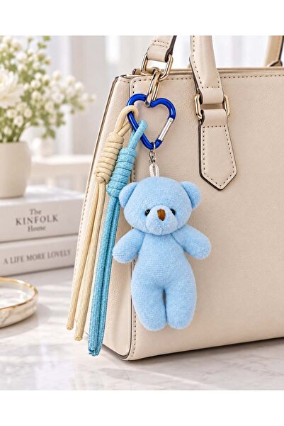 Kumru Studio Blue Plush Teddy Bear Bag Charm and Keychain