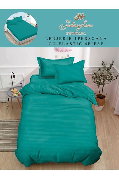 CasaDesteapta.ro Damask Duvet Cover Set 1 Person 4 Pieces with Stretchy 140x2...