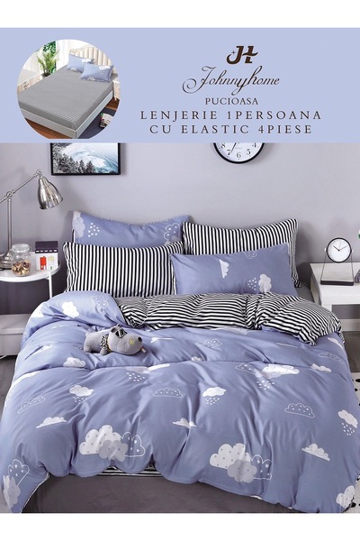 CasaDesteapta.ro Комплект спално бельо за един човек, 4 части, с ластик, 155x...