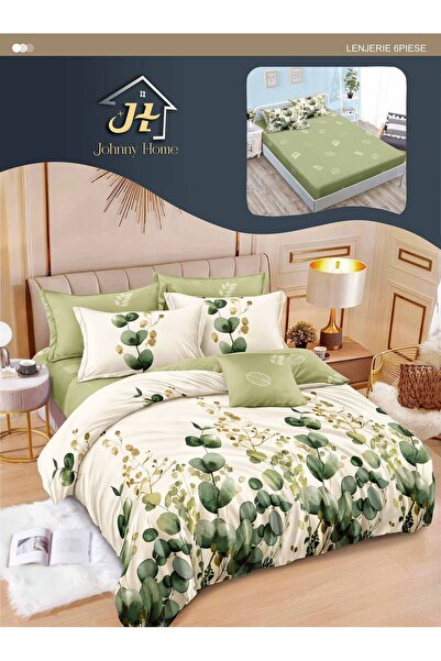 CasaDesteapta.ro Lenjerie de Pat Bumbac Satinat 2 Persoane 6 Piese cu Elastic...