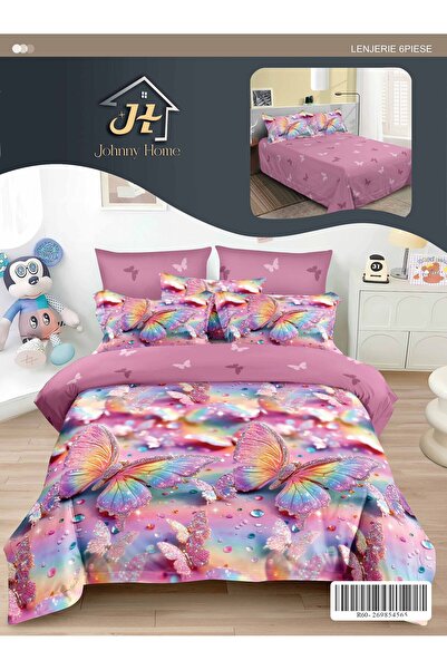 PlayFun Lenjerie de Pat Bumbac Satinat 2 Persoane 6 Piese fără Elastic 200x23...