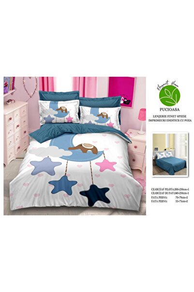 PlayFun Lenjerie de Pat 5D Finet 2 Persoane 6 Piese fără Elastic 200x230 cm, ...
