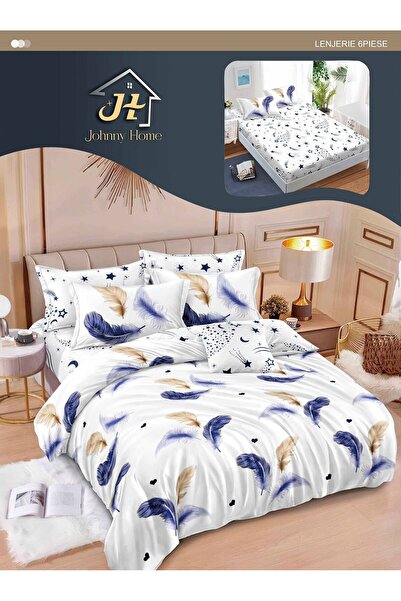 CasaDesteapta.ro Lenjerie de Pat Bumbac Satinat 2 Persoane 6 Piese cu Elastic...