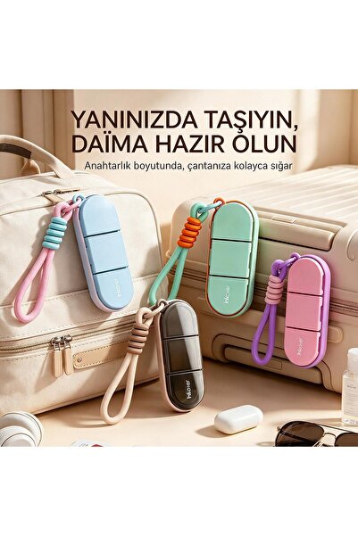 Genel Markalar Askılı Taşınabilir İlaç Saklama Kutusu 3 Bölmeli Günlük Cep Bo...