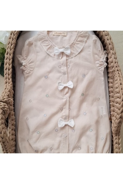 Krem Puantiyeli Fiyonk Romper
