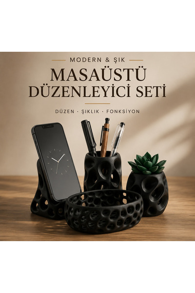 Genel Markalar Modern Masaüstü Düzenleyici Seti – 4 Parça Telefon Standı, Kal...
