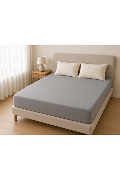 Generic Brand Double Gray Elasticated Bed Sheet 160X200 cm + 20 cm