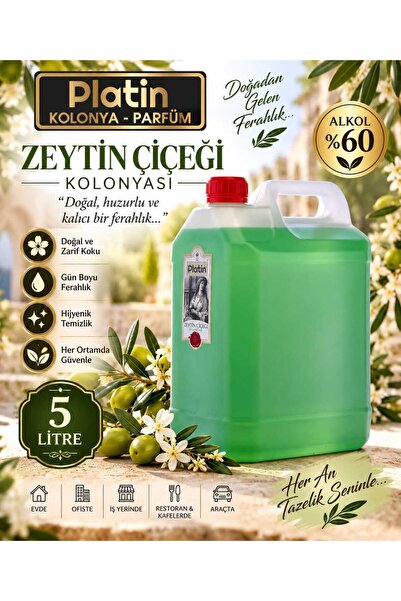 Platin Kolonya & Parfüm Platin Kolonyaları 5 Litre Plastik Bidon Zeytin Çiçeğ...
