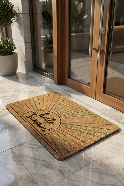 Valerine Life Kapı Önü Paspası 45x70cm Velür Doku Coco Görünüm Kaymaz iç Dış Mekan Günaydın Güneşim