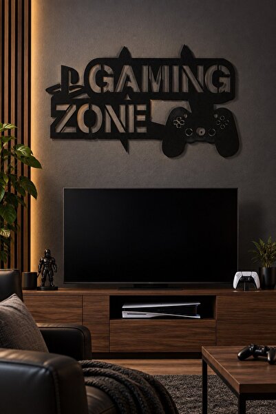 Gaming Zone Yazılı Oyun Kolu Tasarımlı Metal Duvar Dekoru Tablo