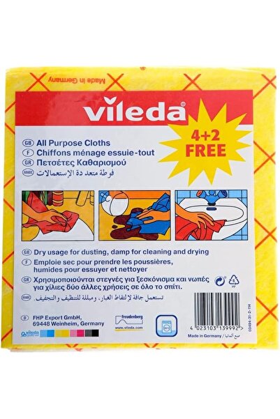 Vileda Silimo Vileda Non-Woven All-Purpose Cleaning Cloth 4+2 Value Pack – Hi...