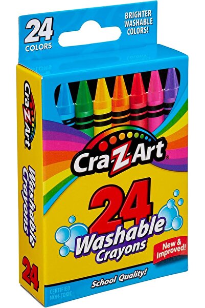 Crackfers Cra-Z-Art Washable Crayons, 24 Count, Crayons for Kids Back To Scho...