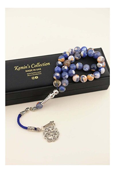 kamins collection 33-Bead Natural Blue & Earth Agate Tasbih