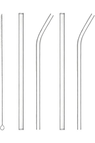 GoodTool 5 Pieces Glass Transparent Straw Set, Reusable Straws, Household Str...