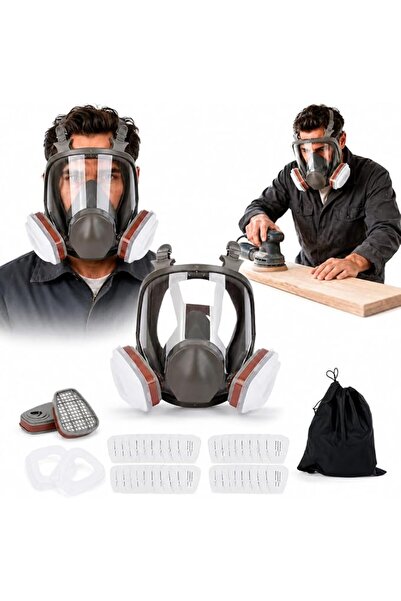 AbaqKalza Full Face Gas Mask with Filters Safety Glasses, Reusable Respirator...