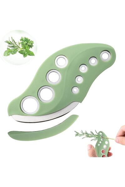 Tazweeq Herb Stripper 9 Holes with Herb Cutter, Stainless Steel Herb Leaf Str...