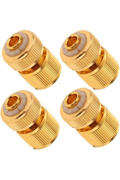 ELECDON Hose Connector, 4Pcs Brass 1/2 Inch Garden Hose Connector Garden Wate...