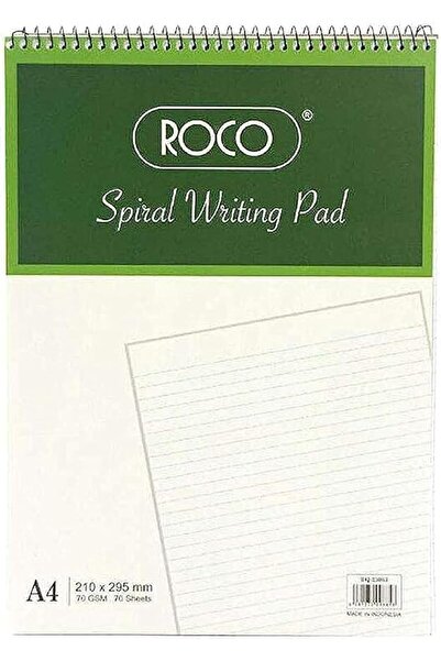 Roco Spiral Standard Writing Pad A4, 70 Sheets (140 Pages), Lined, White