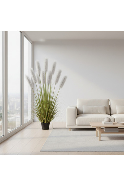 Alista Home Plantă artificială, iarbă ornamentală, 240 cm, cu 9 fire, tip tre...