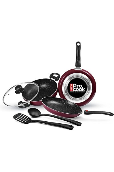 MILTON Pro cook طقم أواني طهي ميلتون من 6 قطع - مقلاة (24 سم/1.6 لتر)، قدر بغ...