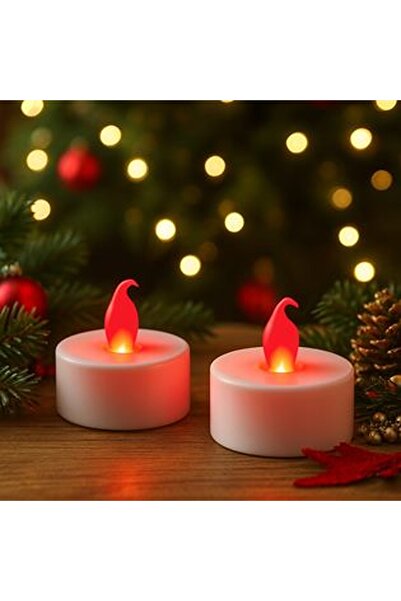 CBD CORAL BEST DEALS Lumanare tip Pastila LED cu Baterie & Flacara Rosie Ø4x4...