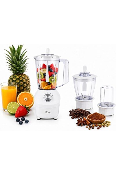 Royal Appliances خلاط طاولة رويال 3 في 1 مع ملحقات الطاحونة والمطحنة، وعاء بل...