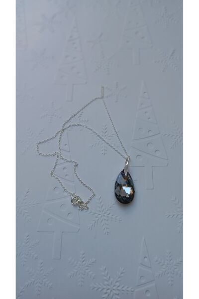 Generic Brand Lantisor din argint 925 cu pandantiv Swarovski Pear Light Chrom...