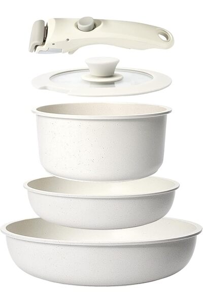 Gippe Collection GiPP Pots and Pans Set Non Stick, 5Pcs Detachable Handle Coo...