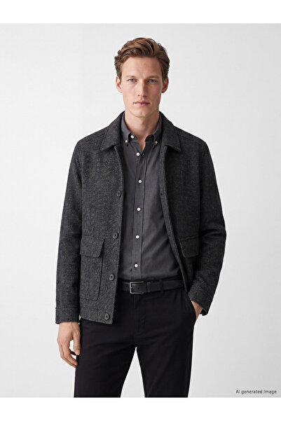 LC Waikiki Vizyon New Season Anthracite Regular Fit Shirt Collar Men's Coat