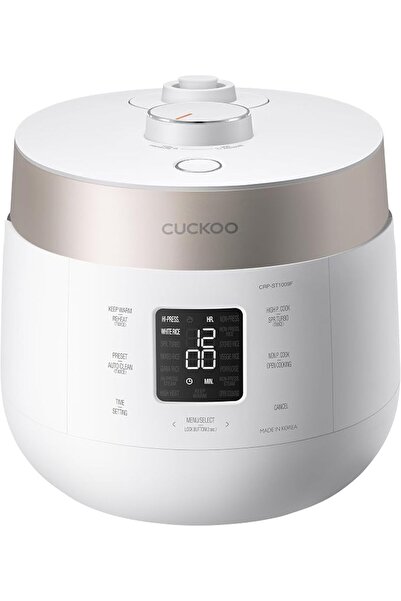 Cuckool CUCKOO CRP-ST1009FW طباخ أرز مزدوج الضغط وسخان سعة 10 أكواب (غير مطبو...