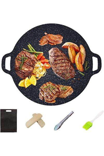 VAODO BBQ Grill Pan, Non-stick Aluminum Korean Frying Pan, with Wooden Handle...