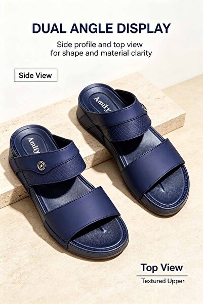 Generic Brand Men's Black Leather Slides | شبشب رجالي جلدي أسود
