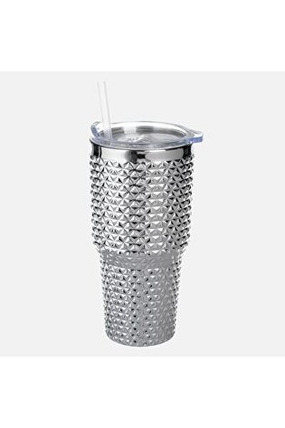 CBD CORAL BEST DEALS Pahar din Plastic ”Dazzling” Argintiu cu Pai 850ml, 7x20...