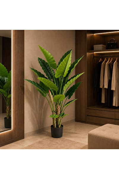 Alista Home Plantă artificială tip Alocasia, 3 tulpini, 160 cm, Verde