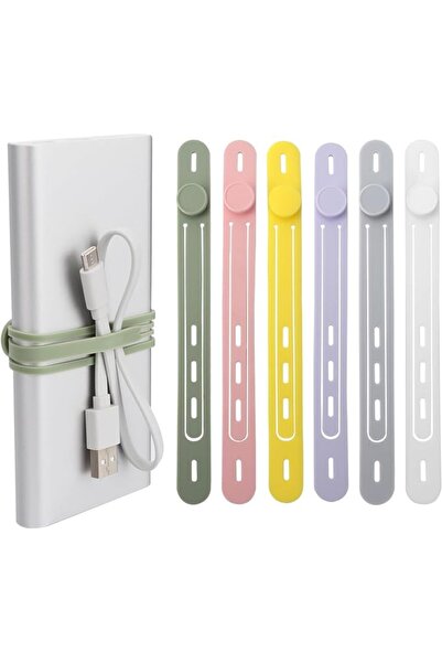 NALACAL 6-Pack Silicone Colorful Cable Ties & Travel Charger Organizer - Port...