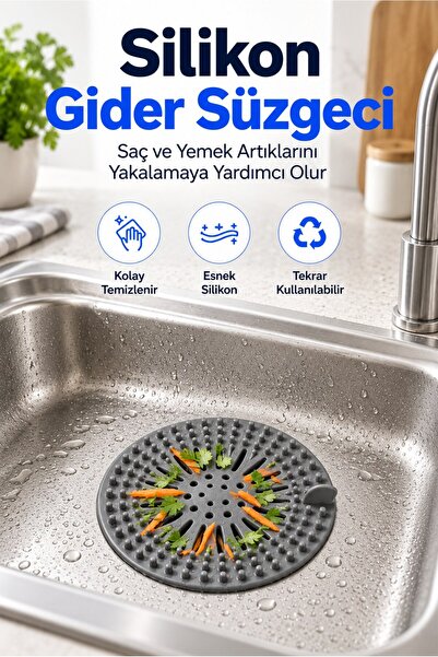 Monteor Silicone Drain Strainer Hair Food Residue Catcher Sink Strainer Anti-...