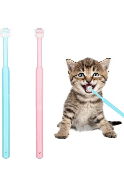 Mozeat Lens 2 Pack Small Dog & Cat Toothbrush,360 Degree Soft Silicone Pet To...