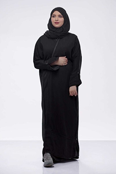 FASHION عباية كلاسيكية من قماش الملاكي مع تطريزات