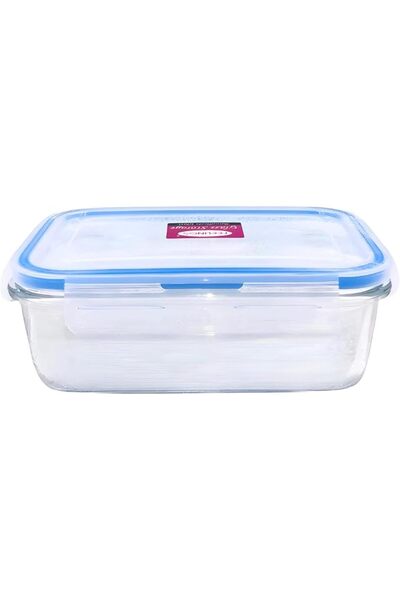 Feelings Glass Food Storage Container with lid, Blue, 600 ml